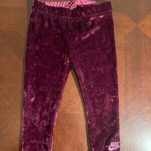 Nike Baby Girls Velour Burgundy Leggings 18M Soft Stretchy Fabric Embroidered